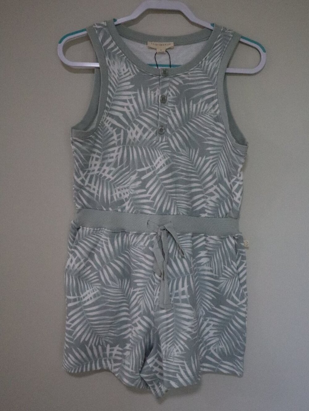 NWT EcoThreads Palm Tree Tropical Sage Green Size S Romper